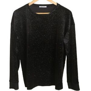 ZARA Black & Shiny Disco Bodycon Festive Velvet Sweatshirt Size Small